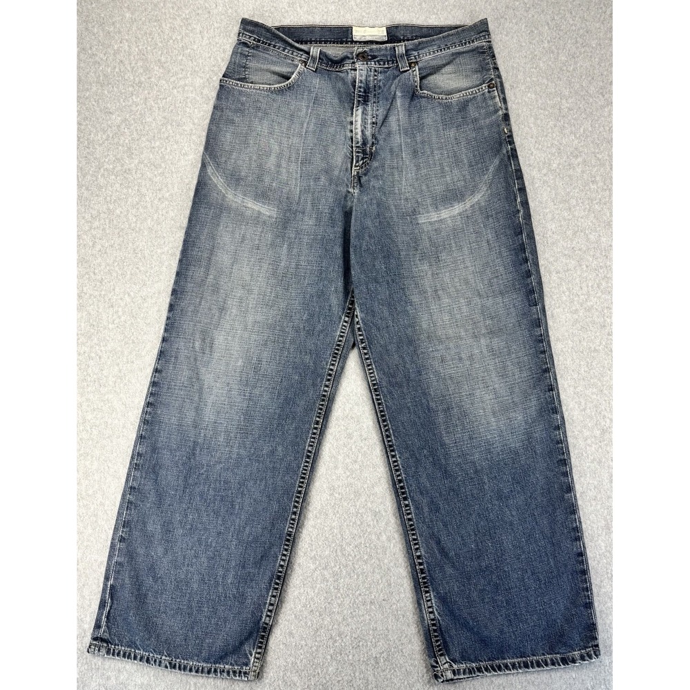 Vintage Old Navy‎ Men's Mechanic Jeans 34x30 Blue Cotton Workwear y2k Wide Leg